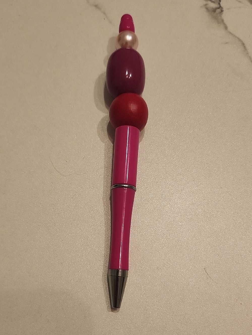 Handcrafted Stylish Pretty Pink Beaded Ballpoint Pen -